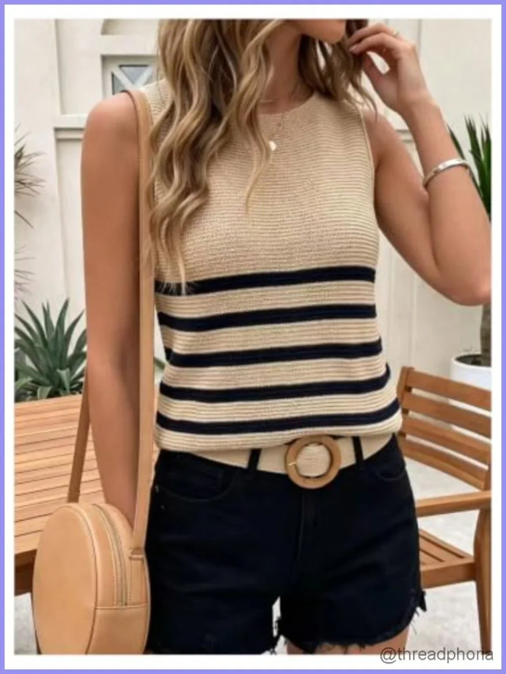 Women's Striped Knit Sweater Vest Sleeveless Colorblock Pullover